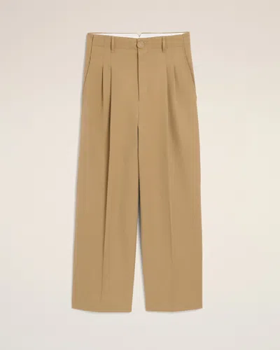 Ami Alexandre Mattiussi Beige High-waisted Carrot-fit Cotton And Linen Trousers Beige In Brown