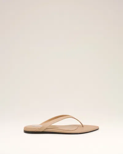 Ami Alexandre Mattiussi Beige Lamb Leather Pointed Toe Flip Flops Beige In Nude