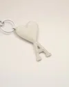Ami Alexandre Mattiussi Beige Leather Ami De Coeur Keyring White In White Cream
