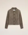 Ami Alexandre Mattiussi Beige Leather Buttoned Jacket Grey In Brown