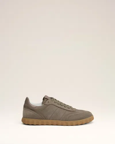 AMI ALEXANDRE MATTIUSSI BEIGE LEATHER LOW TOP STEP SNEAKERS GREY