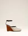 Ami Alexandre Mattiussi Beige Leather Wedge Mules Beige In Cinnamon/white Cream/black