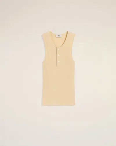 AMI ALEXANDRE MATTIUSSI BEIGE LIGHT RIBBED JERSEY TANKTOP  BEIGE