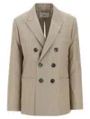 Ami Alexandre Mattiussi Beige Wool Back Slit Double Breasted Jacket Beige In Beige