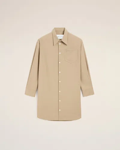 Ami Alexandre Mattiussi Beige New Wool Ami De Coeur Wide Shirt Dress Beige In Brown