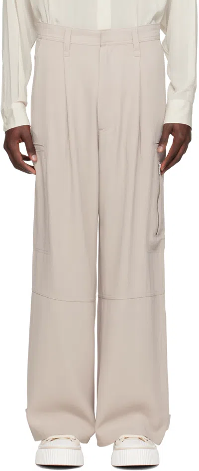 Ami Alexandre Mattiussi Beige Pleated Cargo Pants In Light Beige/271