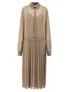Ami Alexandre Mattiussi Pleated Midi Shirt Dress In Nude