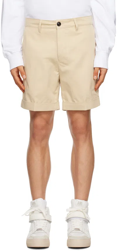 Ami Alexandre Mattiussi Beige Rolled Shorts In Vanille/709