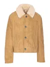 Ami Alexandre Mattiussi Beige Shearling Jacket With Buttons Closure In Brown