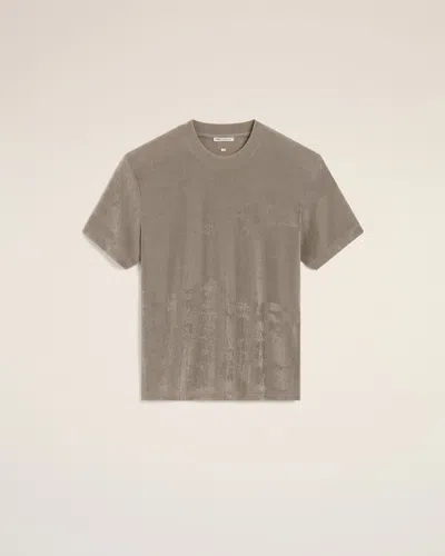 Ami Alexandre Mattiussi Beige Shiny Jersey Short Sleeve T-shirt Grey In Ash