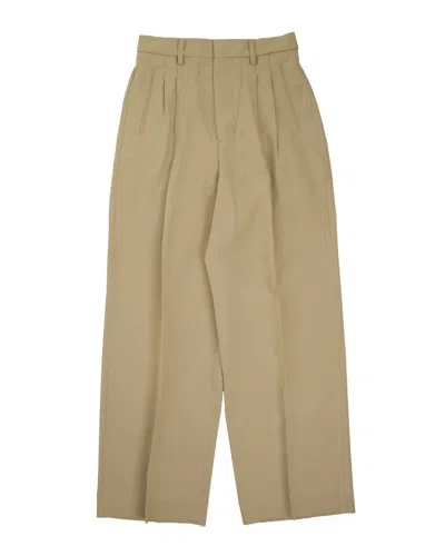 Ami Alexandre Mattiussi Beige Tailored Trousers With Pleated Front In Green