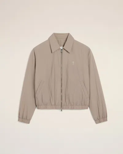 Ami Alexandre Mattiussi Heart Logo Embroidered Nylon Shirt In Pink