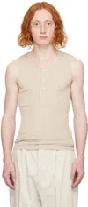 Ami Alexandre Mattiussi Beige Three-button Tank Top In Chalk/193