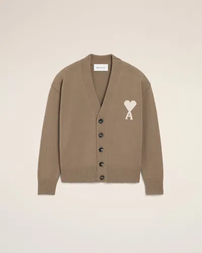 Ami Alexandre Mattiussi Beige Wool Ami De Coeur Cardigan Beige In Brown