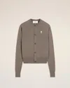 Ami Alexandre Mattiussi Ami Brown Wool Cardigan With Front Button Fastening In Ash