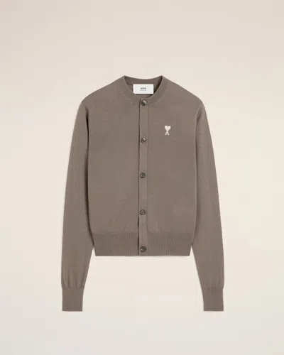 Ami Alexandre Mattiussi Ami Brown Wool Cardigan With Front Button Fastening In Grey