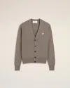 Ami Alexandre Mattiussi Classic Wool Cardigan With V-neckline And Button-down Front In Ash