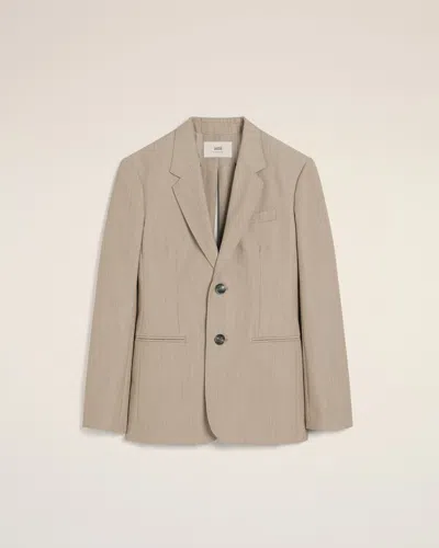 AMI ALEXANDRE MATTIUSSI BEIGE WOOL BACK SLIT JACKET BEIGE