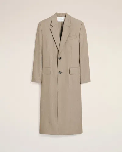 Ami Alexandre Mattiussi Beige Wool Back Slit Long Coat Beige In Ginger