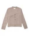 Ami Alexandre Mattiussi Ami Beige Wool-cashmere Cardigan With Elbow Patches In Multi