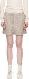 Ami Alexandre Mattiussi Beige Wool Elasticated Shorts In Neutral