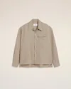 Ami Alexandre Mattiussi Beige Wool Long Sleeve Camp Collar Overshirt Beige In Ginger