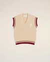 Ami Alexandre Mattiussi Beige Wool Ribbed Sleeveless V Neck Sweater White In White Cream