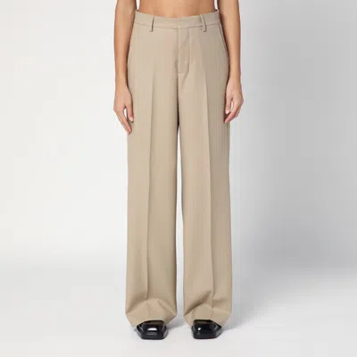 Ami Alexandre Mattiussi Ami Paris Beige Wool Wide Trousers