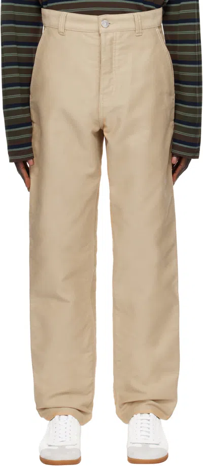 Ami Alexandre Mattiussi Beige Worker Trousers In Sand/255