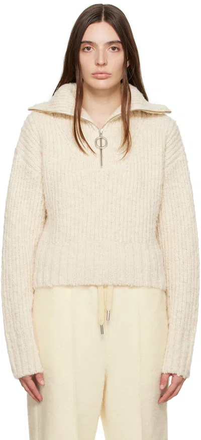 Ami Alexandre Mattiussi Beige Zip-up Sweater In White