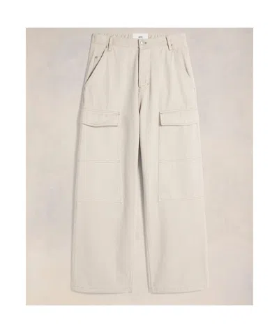 Ami Alexandre Mattiussi Ami Paris Relaxed Fit Cargo Jeans In White