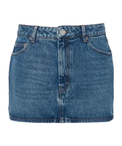 AMI ALEXANDRE MATTIUSSI AMI PARIS MID RISE DENIM MINI SKIRT