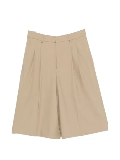 Ami Alexandre Mattiussi Wool Bermuda Shorts Pleated Pockets Belt Loops In Neutral