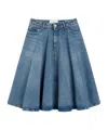 Ami Alexandre Mattiussi Blue Cotton Midi Skirt With Godets Blue In Blue