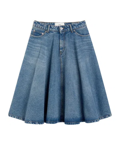 AMI ALEXANDRE MATTIUSSI AMI PARIS GODETS DETAILED MIDI SKIRT