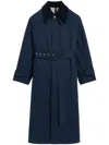 Ami Alexandre Mattiussi Ami Paris Waterproof Coat With Belt In Blue