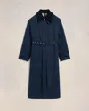 Ami Alexandre Mattiussi Ami Paris Waterproof Coat With Belt In Navy Blue/ Clay Blue