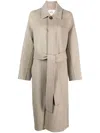 Ami Alexandre Mattiussi Long Belted Coat In 263 Argile