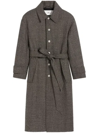AMI ALEXANDRE MATTIUSSI BELTED SINGLE-BREASTED COAT
