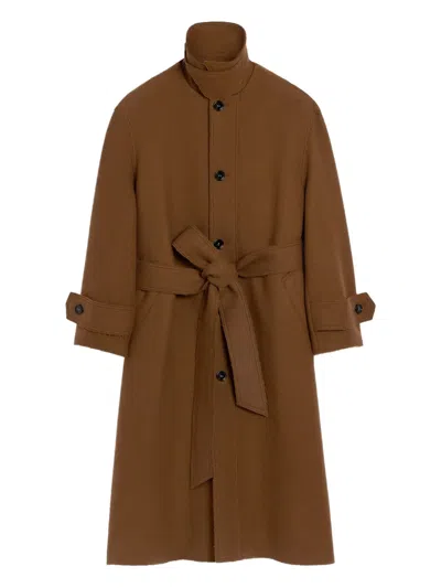 Ami Alexandre Mattiussi Belted Trench Coat In Brown