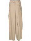 Ami Alexandre Mattiussi Belted Wide Leg Trousers In 265 Champagne