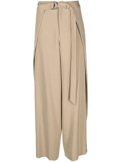 Ami Alexandre Mattiussi Belted Wide Leg Trousers In 265 Champagne