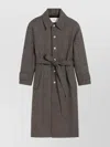 Ami Alexandre Mattiussi Wool-cotton Blended Large-profile Belted Coat In Brown