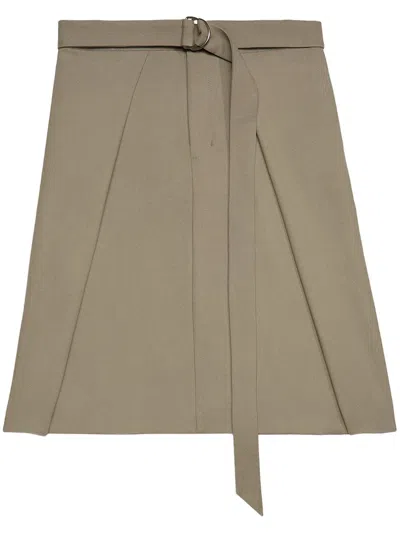 Ami Alexandre Mattiussi Belted Wool Knee-length Skirt In Neutrals