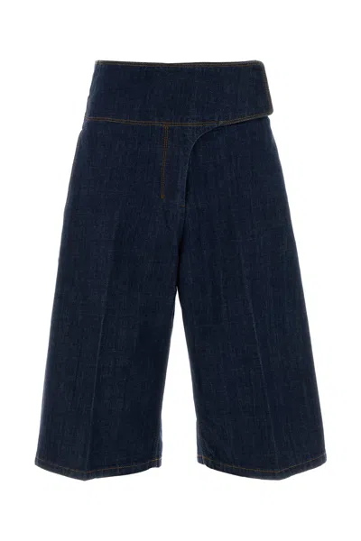 Ami Alexandre Mattiussi Denim Bermuda Shorts Wide Waistband Back Pockets In Blue