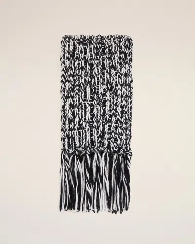 Ami Alexandre Mattiussi Bicolor Black And White Wool Knit Scarf Black In Red