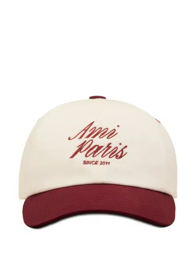 Ami Alexandre Mattiussi Bicolor Embroidery Cap In Neutral