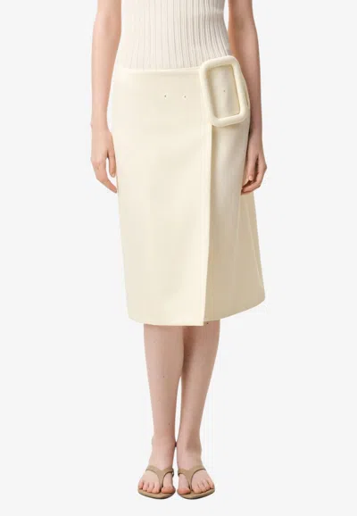 Ami Alexandre Mattiussi Big Buckle Belted Skirt In Neutral