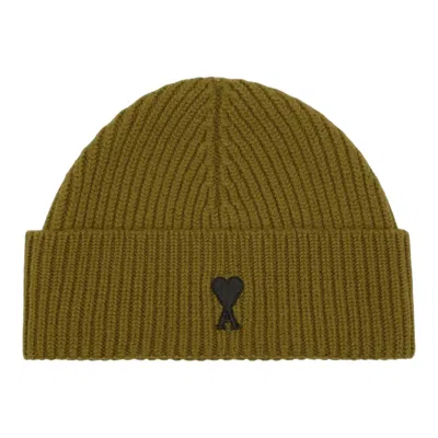 Ami Alexandre Mattiussi Black Adc Beanie In Green