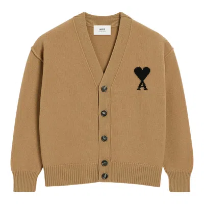 Ami Alexandre Mattiussi Black Adc Cardigan In Brown